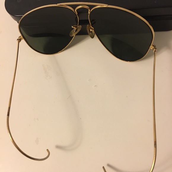 Ray Ban B& L vintage 70s aviator sunglasses wrap around gold